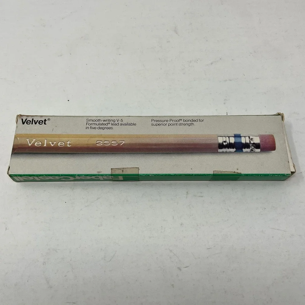 Vintage Faber-Castell Velvet 3557-3 Firm Pencils Yellow Blue Band 7 Count Box